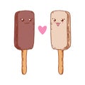 Group of two cute kawaii ice cream bars.