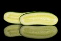 Fresh green cucumber isolated on black glass Royalty Free Stock Photo