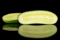 Fresh green cucumber isolated on black glass Royalty Free Stock Photo