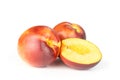 Ripe deep red nectarine isolated on white Royalty Free Stock Photo