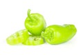 Fresh raw light green pepper isolated on white