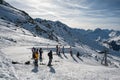 Group of unidentified skiers in Alps