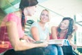 Group of university students studying hard for an exam Royalty Free Stock Photo