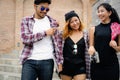 Group of university students walking in university Royalty Free Stock Photo