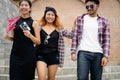 Group of university students walking in university Royalty Free Stock Photo