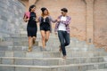 Group of university students walking in university Royalty Free Stock Photo