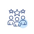 Group of users and stars. Highly rated or esteemed users within a community or platform. Pixel perfect, editable icon