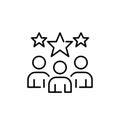Group of users and stars. Highly rated or esteemed users within a community or platform. Pixel perfect vector icon