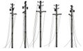 Group of utility poles Royalty Free Stock Photo