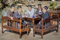 Group of local men in Bukhara, Uzbekistan
