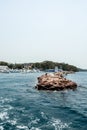 Luxury yachts and fishing boats parked with a concrete walkway at pier of Nelson Bay Royalty Free Stock Photo