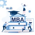 Group of various students, Skills Improvement, Online Education concept. Diploma of MBA degree Royalty Free Stock Photo