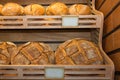 Group of Various Types of Bread, and Loaves inside a Bakery Royalty Free Stock Photo