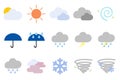 A group of various weather icons used for forecasting