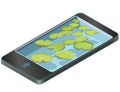 Group vector water lilies floating on water surface in mobile phone.