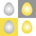Group of Vector yellow and gray Easter eggs with sunlight isolated