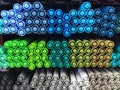 Group view of colorful pens in cool colors Royalty Free Stock Photo