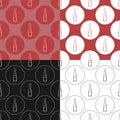 Group view seamless pattern of bottle of red wine in flat style in form of thin lines. In the form of background is circle of Royalty Free Stock Photo