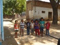 Group of village children in a joyous mood
