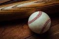 Vintage baseball gear on a wooden background Royalty Free Stock Photo