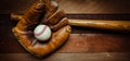 Vintage baseball gear on a wooden background Royalty Free Stock Photo