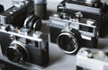 Group of vintage film cameras Royalty Free Stock Photo