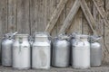 Group of vintage milk cans