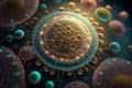 Group of virus cells. Bacterial microorganism in a circle.Bacteria and germs colorful set,micro-organisms disease Royalty Free Stock Photo