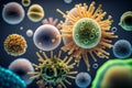 Group of virus cells. Bacterial microorganism in a circle.Bacteria and germs colorful set,micro-organisms disease Royalty Free Stock Photo