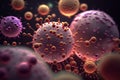 Group of virus cells. Bacterial microorganism in a circle.Bacteria and germs colorful set,micro-organisms disease Royalty Free Stock Photo