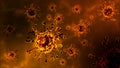 Group of virus cells. 3D illustration of Coronavirus cells