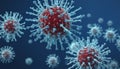 A group of viruses in a blue background Royalty Free Stock Photo