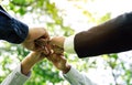 Group of volunteer people joining for cooperation about global community teamwork with join hand together, World environment day, Royalty Free Stock Photo