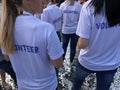 Group of volunteer workers at marathon