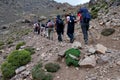 Group walking in to Toubkal