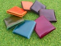 Group Wallets on grass Royalty Free Stock Photo