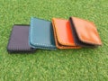 Group Wallets on grass Royalty Free Stock Photo