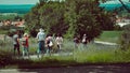 Group of wanderers at the Friedrichsberg in Bavaria