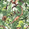 Group of watercolor dinosaurs