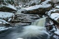 The group of waterfalls and cascades on the Cerna Desna River, close to Sous water reservoir,Jizera mountains,Czech Republic.Long Royalty Free Stock Photo