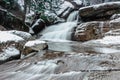 The group of waterfalls and cascades on the Cerna Desna River, close to Sous water reservoir,Jizera mountains,Czech Republic.Long Royalty Free Stock Photo