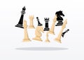 Group of white and black chess pieces set icons Royalty Free Stock Photo