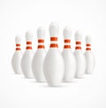 Group of White Bowling Pins. Vector Royalty Free Stock Photo