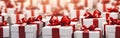Group of White Boxes With Red Bows Royalty Free Stock Photo