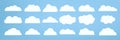 Group of white clouds object used in cloud concepts, clouds element, clouds object, clouds caroon style, in a flat design. White