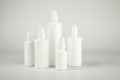 Group of white cosmetic plastic bottle Royalty Free Stock Photo