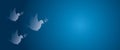 Group white dove blurred or pigeon carrying olive branch flying with light on dark blue background, Concept for World Peace Day. Royalty Free Stock Photo