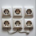 a group of white electrical outlets Royalty Free Stock Photo