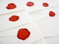 Group of white letters with red sealing wax Royalty Free Stock Photo