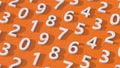 Group of white numbers. Orange background. Abstract illustration, 3d render Royalty Free Stock Photo